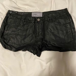 Black leather shorts